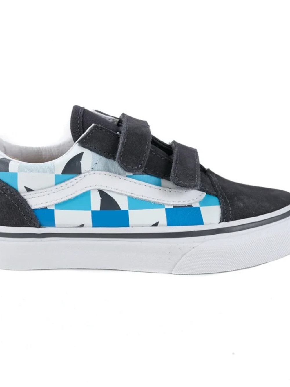 VANS Old Skool V Glow Checkerboard Sharks Boys Kids Shoes Youth Sneakers
